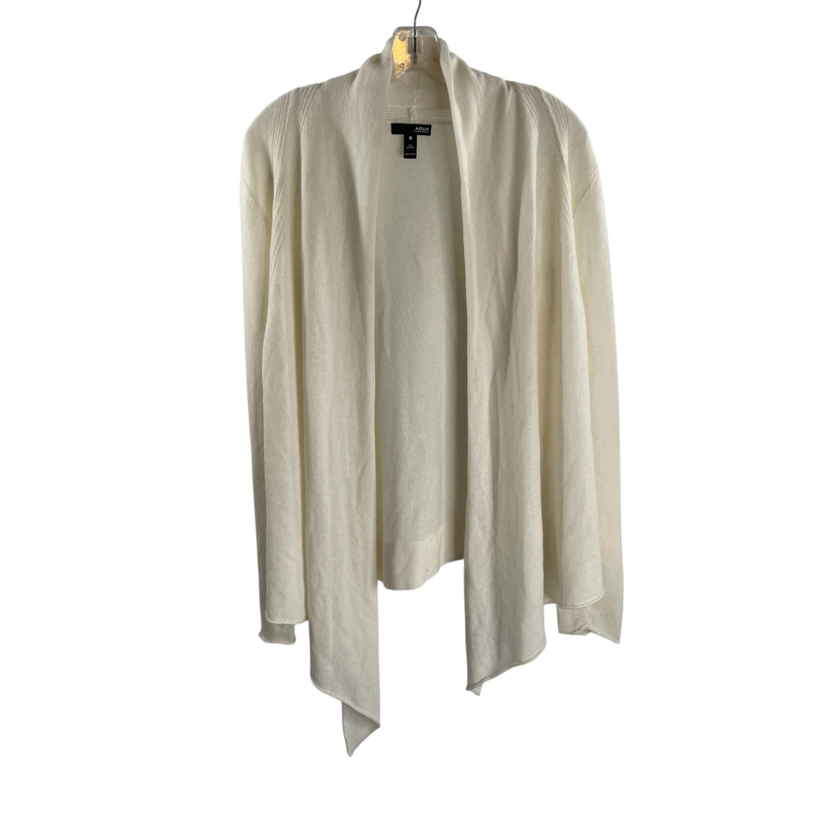 AQUA Size MED Cream Long Sleeve Shawl Collar Cashmere SWEATER