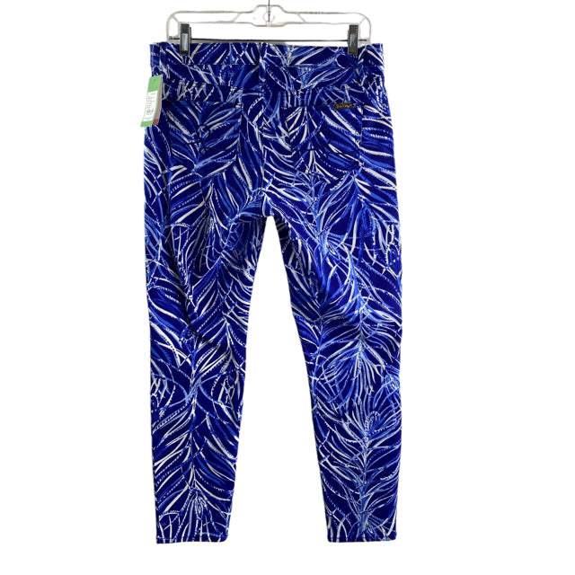 LILLY PULITZER Size 10 Blue/White Print Cotton Blend NWT PANTS