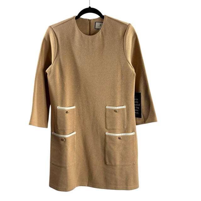 TUCKERNUCK Size MEDIUM Tan Pocket Detail 3/4 Sleeve Polyester Blend NWT DRESS