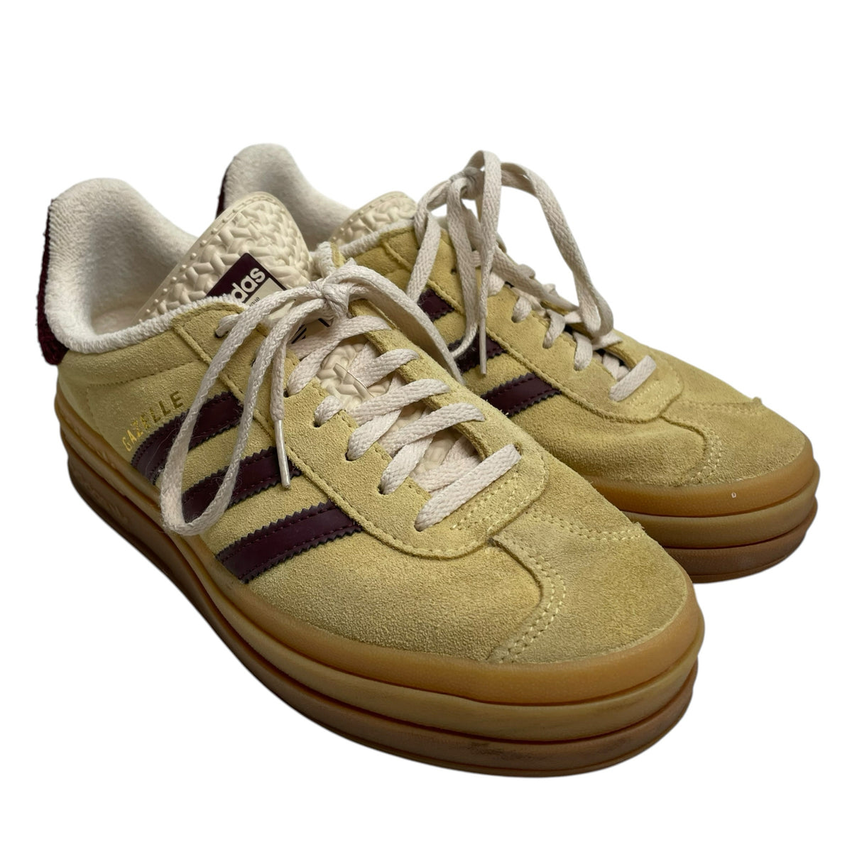 ADIDAS Size 7 1/2 Yellow/Maroon Sneaker Suede SHOE