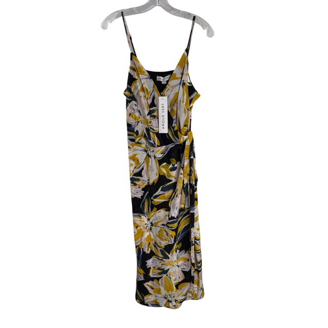 AMOUR VERT Size LARGE B/W/Yellow Print Strappy DRESS