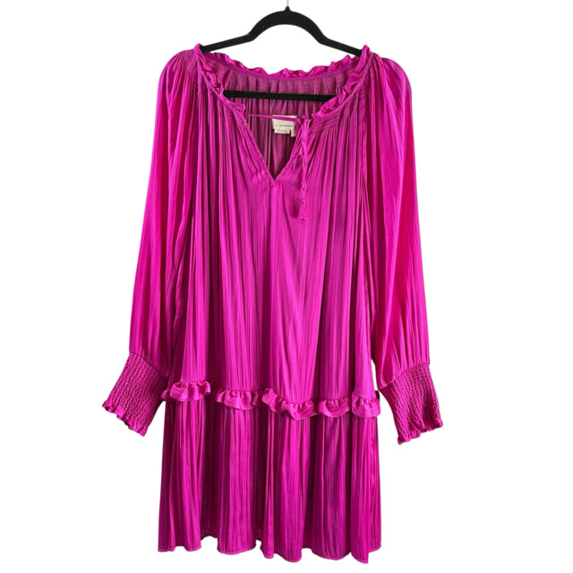ANTHROPOLOGIE Size SMALL Hot Pink Long Sleeve DRESS