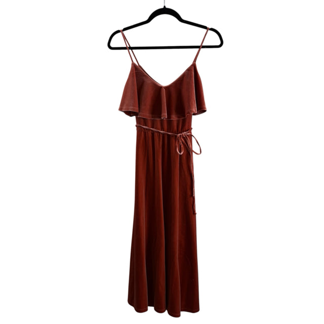 JUNE & HUDSON Size X-SMALL Rust Ruffle Detail Sleeveless Velvet NWT DRESS