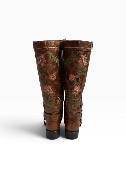 DAN POST Size 6 1/2 Brown Knee High Embellished BOOT