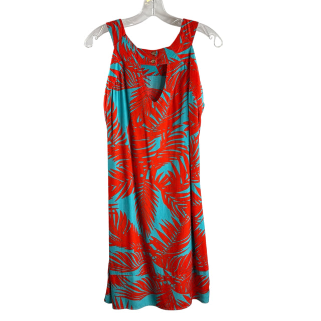 ESCAPADA Size MEDIUM Red/Blue Print Sleeveless Rayon DRESS