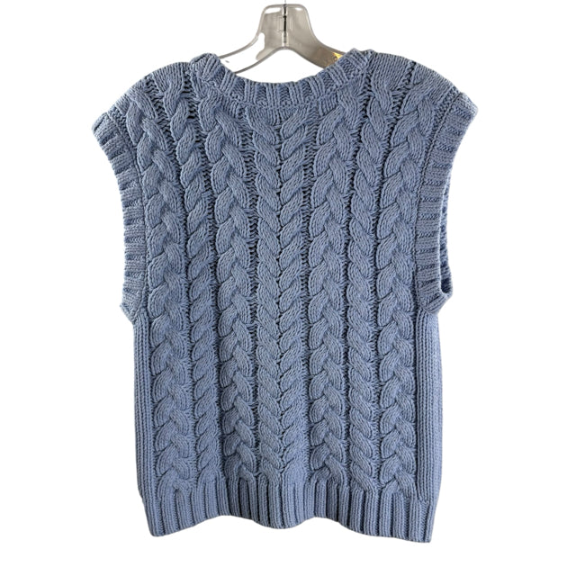 TALBOTS Size SMALL Blue Sleeveless Cable SWEATER