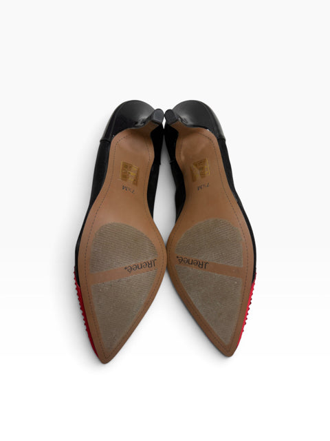 J RENEE Size 7 1/2 Red/Black Evening SHOE