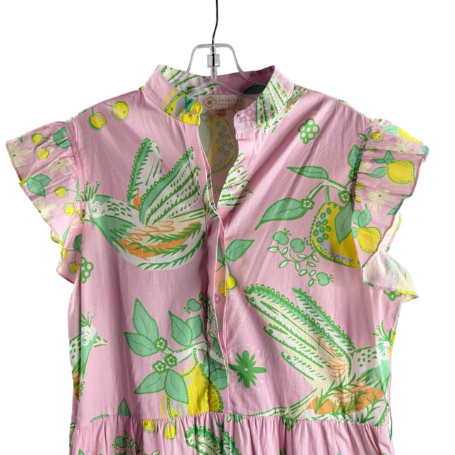 SHERIDAN FRENCH Size MEDIUM Pink/Multi Print Sleeveless Cotton DRESS