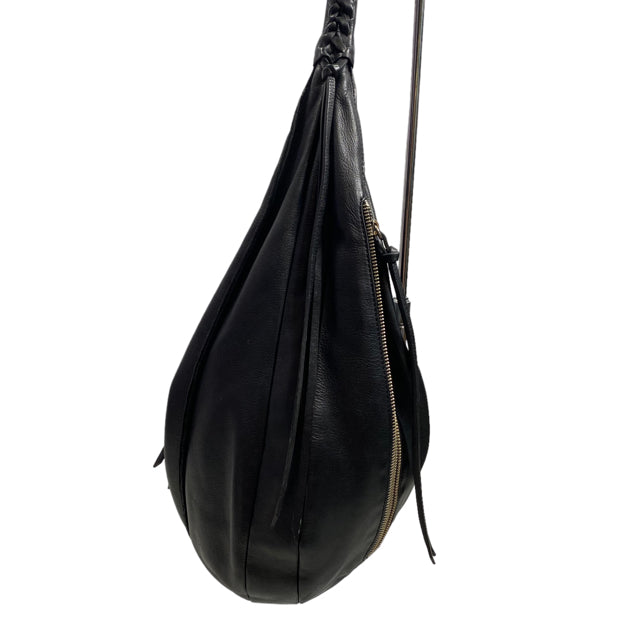 christopher kon convertible leather backpack CHRISTOPHER KON Black Braid Leather Crescent PURSE