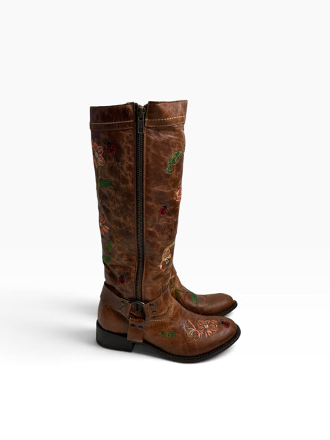 DAN POST Size 6 1/2 Brown Knee High Embellished BOOT