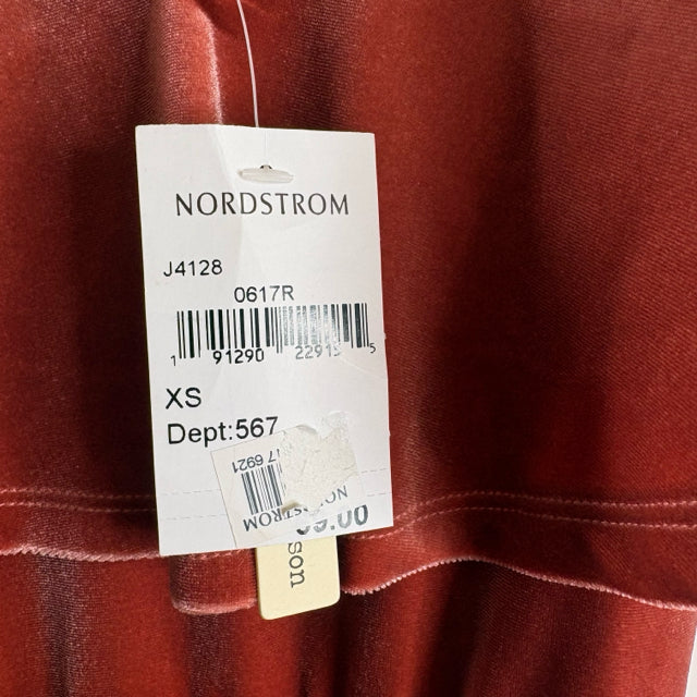 JUNE & HUDSON Size X-SMALL Rust Ruffle Detail Sleeveless Velvet NWT DRESS