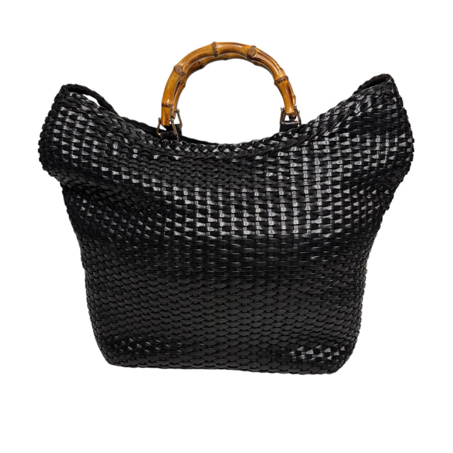 GUCCI Black Leather Weave PURSE
