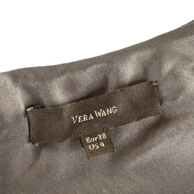 VERA WANG Size 4 Beige Collar 3/4 Sleeve Silk DRESS