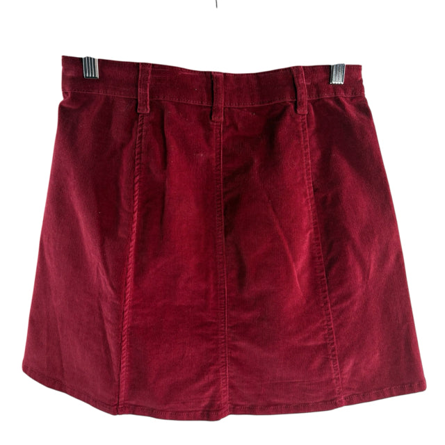 CELEBRITY PINK Size 28 Dark Red Button Front Mini Pinwale Corduroy SKIRT