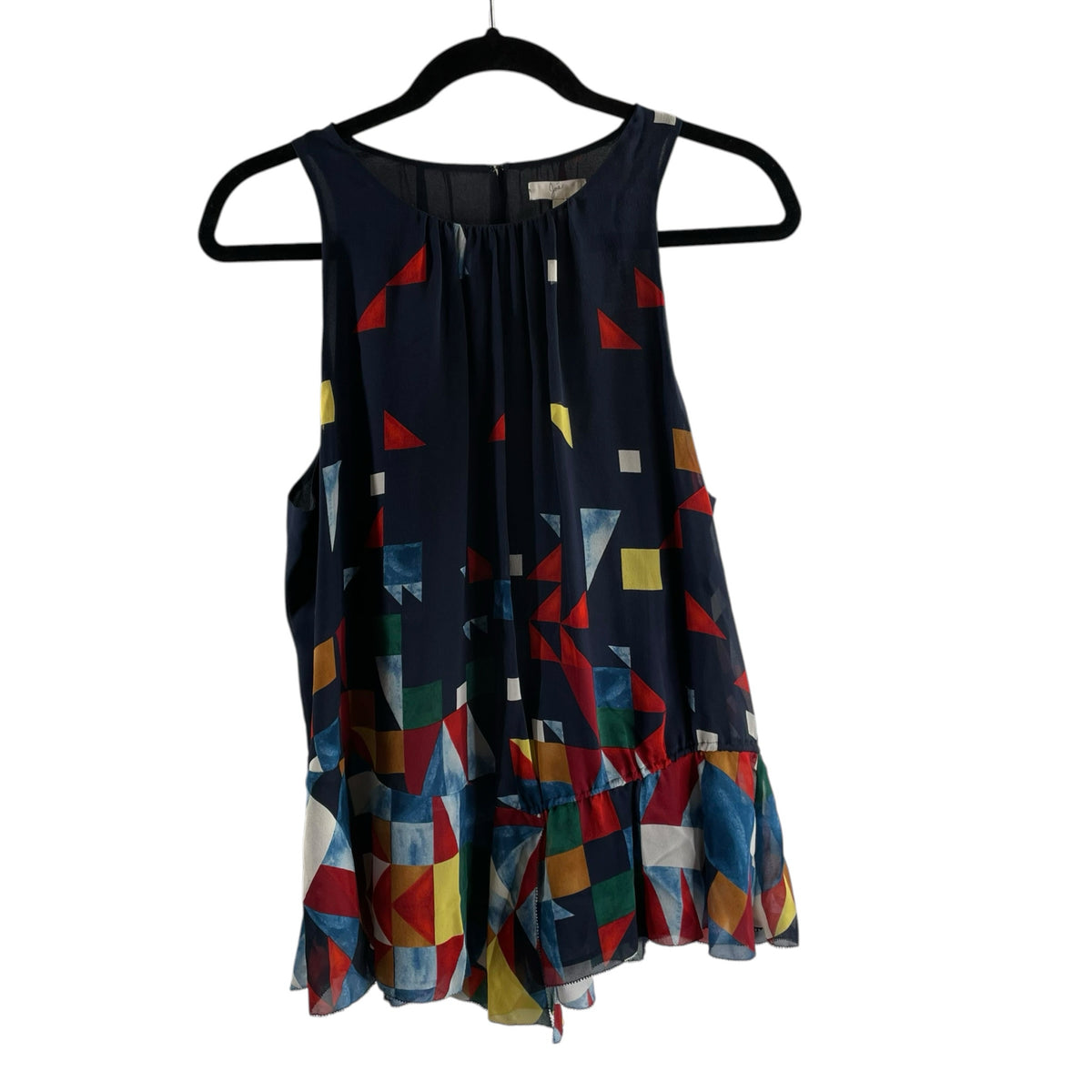 JOIE Size MEDIUM Navy/Red Geometric Halter Halter Nylon TOP