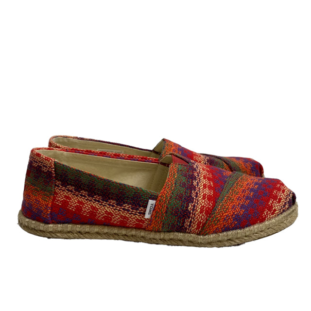 TOMS Size 8 Red/Multi Flats Fabric SHOE