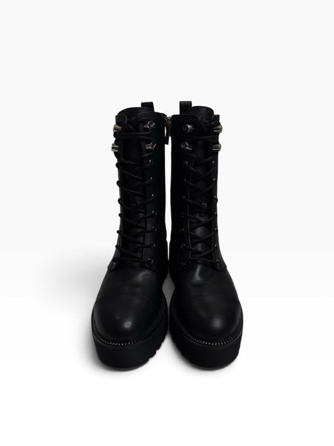 MICHAEL KORS Size 7 Black Combat Leather NEW - BOX BOOT
