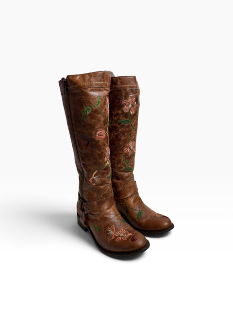 DAN POST Size 6 1/2 Brown Knee High Embellished BOOT