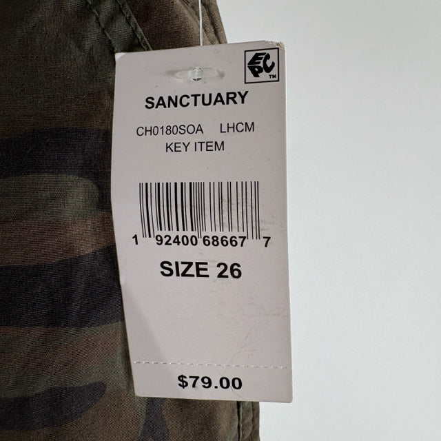 SANCTUARY Size 26 Hunter Green Camo Cotton NWT SHORTS