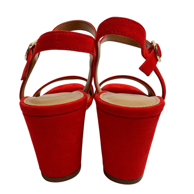 J CREW Size 6 1/2 Red Sandal Suede SHOE