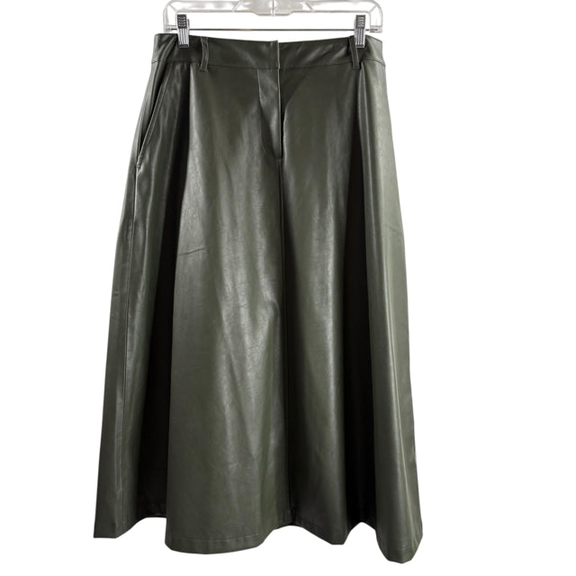 POMANDER PLACE Size 8 Olive Midi Faux Leather SKIRT
