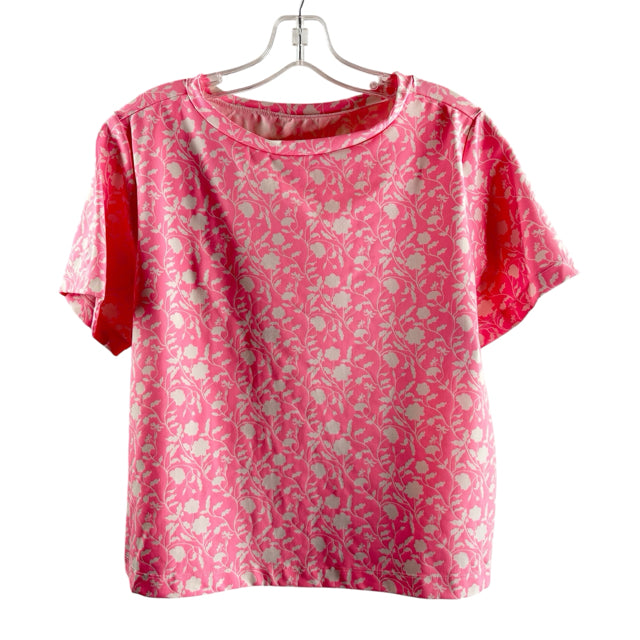 DUDLEY STEPHENS Size MEDIUM Pink/White Print Short Sleeve Nylon Blend TOP