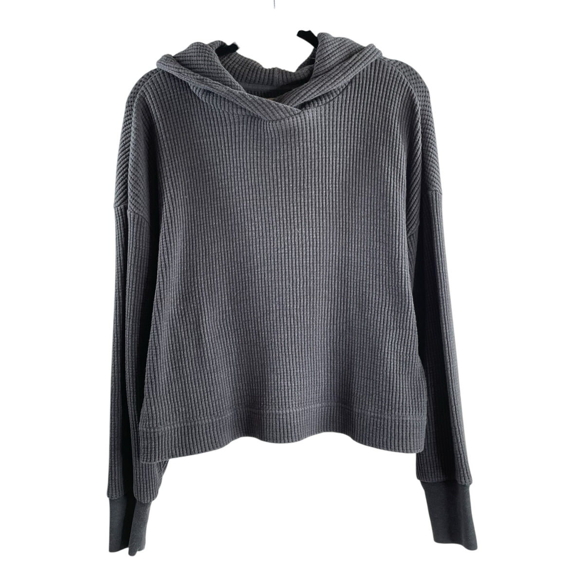GAP Size LARGE Gray Long Sleeve Hoodie Waffle TOP