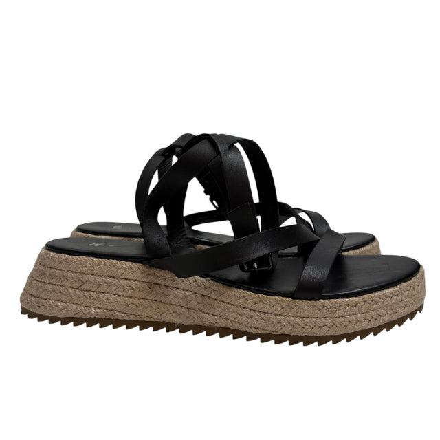ZARA Size 40 Black Platform Sandal Rattan SHOE