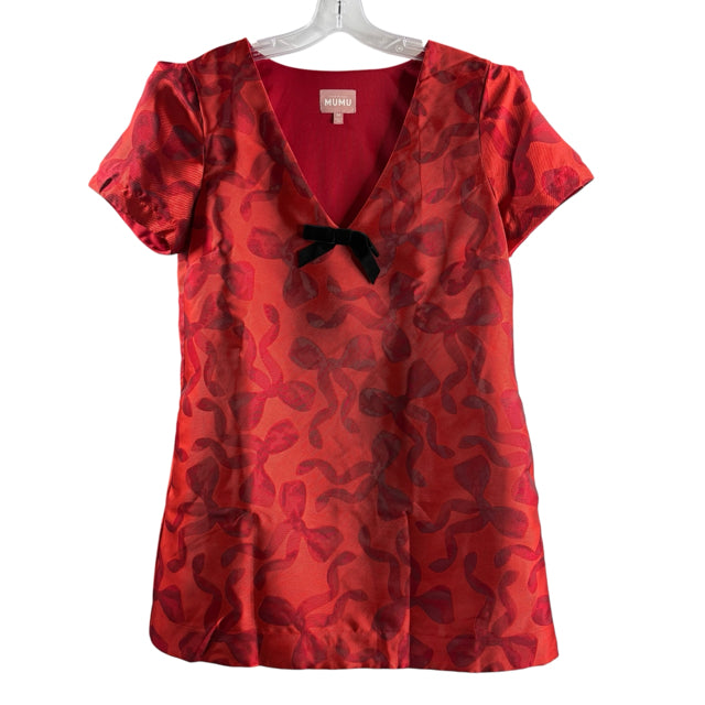 SHOW ME YOUR MUMU Size MEDIUM Red Bows Short Sleeve Polyester DRESS
