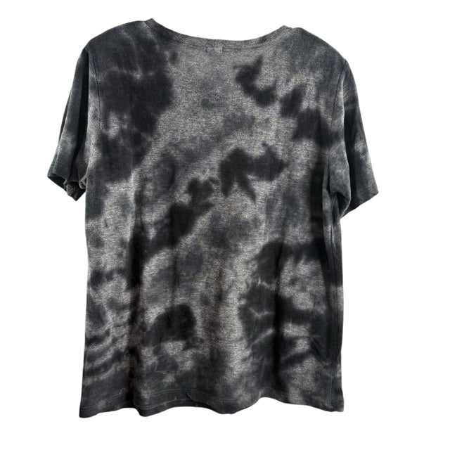 MONROW Size MED Gray/Black Tie-Dye SS Tee TOP