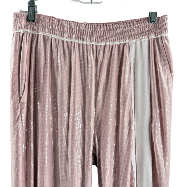 MAEVE Size X-SMALL Pink/White Sequin Wide Leg PANTS