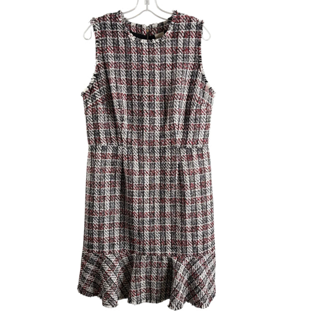 PLEIONE Size LARGE Black/White/Red Tweed Sleeveless Polyester NWT DRESS