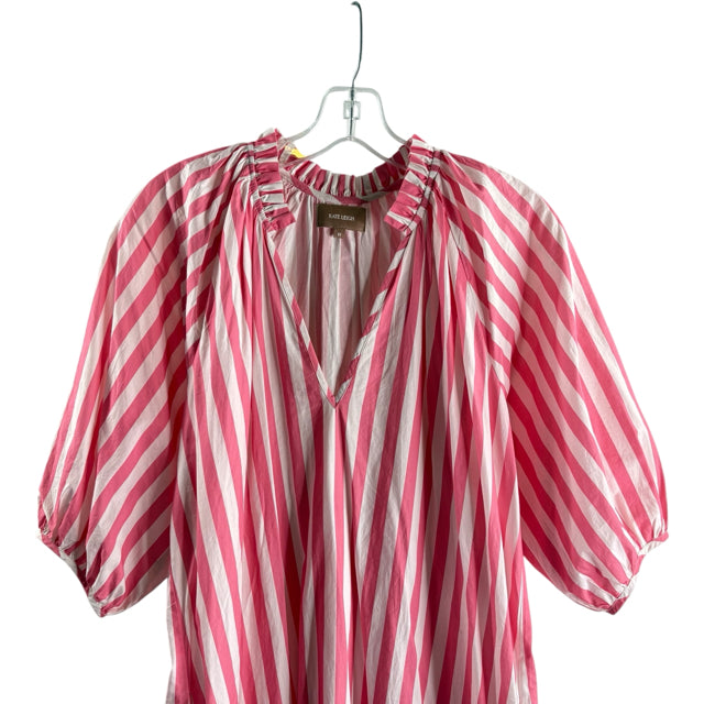 KATE LEIGH Size MEDIUM Pink Stripe 3/4 Sleeve Cotton DRESS