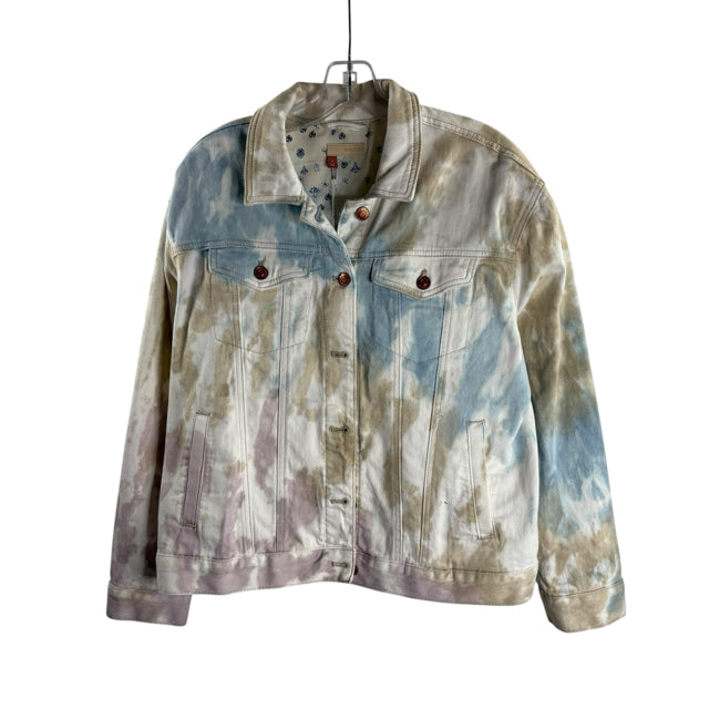 PILCRO Size SMALL Beige/Blue Tie Dye NWT JACKET