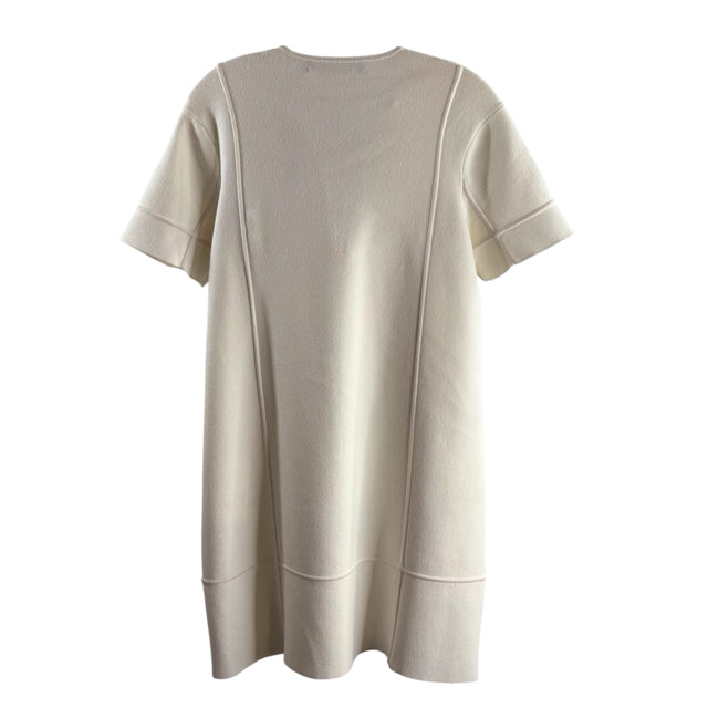 PROENZA SCHOULER Size SMALL Cream Neck Detail Short Sleeve Viscose Blend DRESS