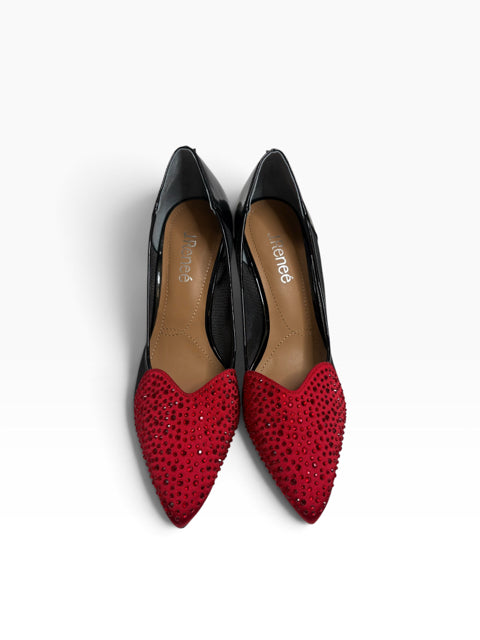 J RENEE Size 7 1/2 Red/Black Evening SHOE