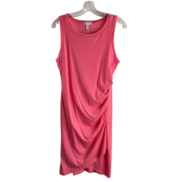 LEITH Size MEDIUM Pink Ruched Sleeveless Polyester Blend DRESS