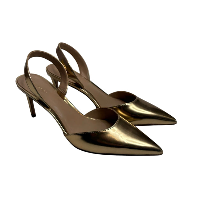 ANN T Size 9 1/2 Gold Sling Metallic SHOE