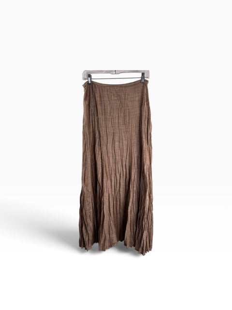 CHICOS Size CHICOS 00 Brown Midi Crinkle SKIRT