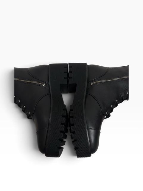 MICHAEL KORS Size 7 Black Combat Leather NEW - BOX BOOT