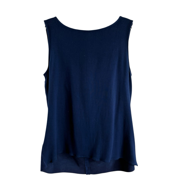 ECRU Size SMALL Blue/White Tie-Dye Sleeveless Drape Neck Suede TOP