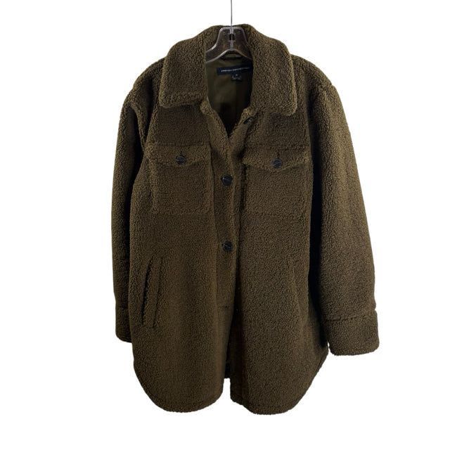 FRENCH CONNECTION Size MEDIUM Olive Plush COAT