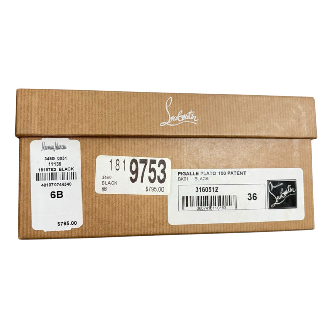 CHRISTIAN LOUBOUTIN Size 35 1/2 Black Sling Patent Leather BOX SHOE