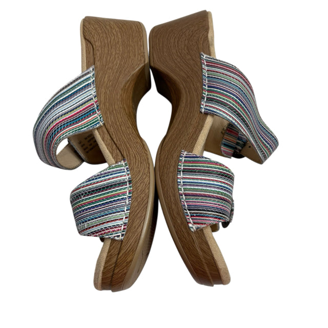 DANSKO Size 41 Tan/Multi Wedge Heel Stripe NWOT SHOE