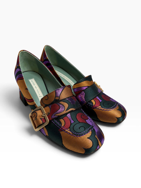 PAOLA d'ARCAN0 Size 37 Multi Block Heel Metallic SHOE