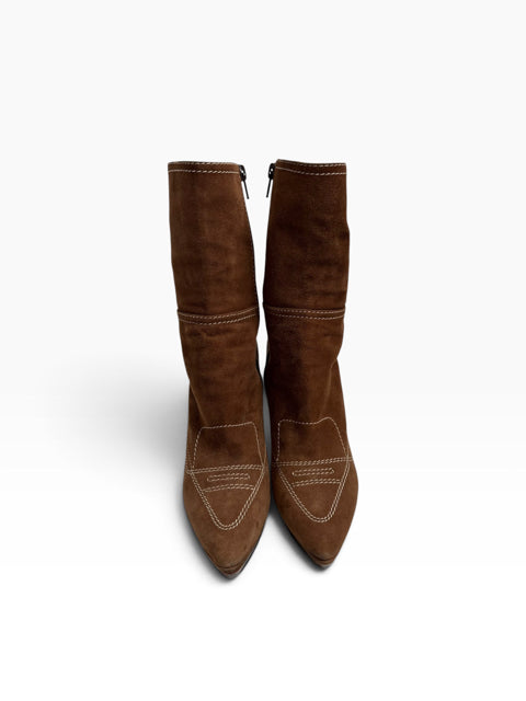 CASADEI Size 7 Brown Ankle Suede BOOT