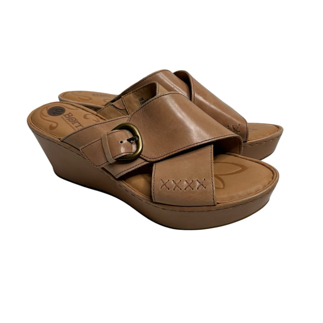 BORN Size 10 Tan Wedge Sandal SHOE