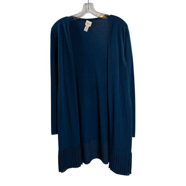 CHICOS Size CHICOS 2 Teal Long Sleeve Open Front SWEATER