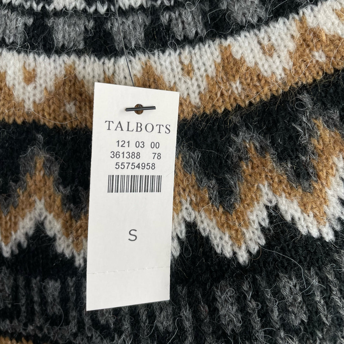 TALBOTS Size SMALL Black/Multi Fair Isle Long Sleeve NWT SWEATER