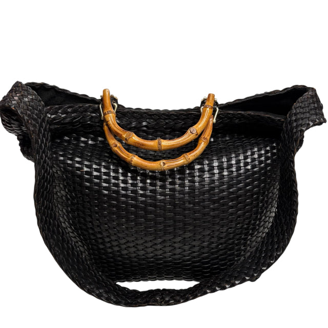 GUCCI Black Leather Weave PURSE